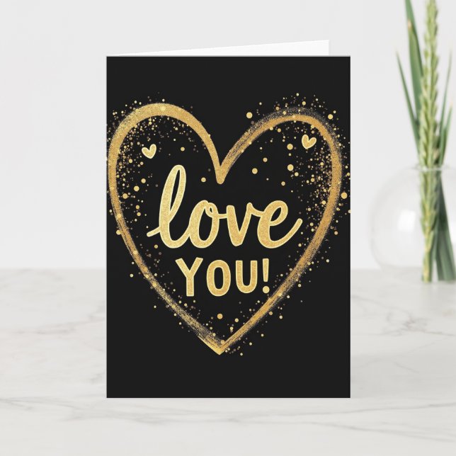 Tarjeta Simple Gold Love You Heart Card (Anverso)