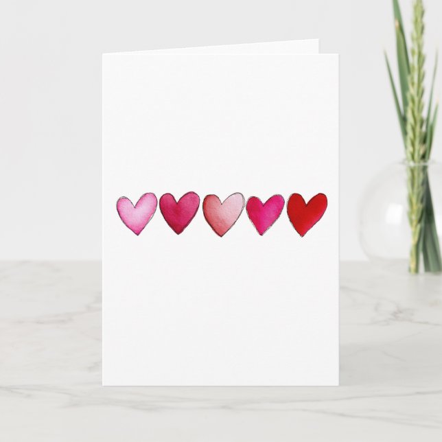 Tarjeta Simple Hearts Hand Drawn Minimalistic Valentine's  (Anverso)