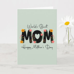 Tarjeta Simple Mejor Mamá del Mundo Día de la Madre Caligr