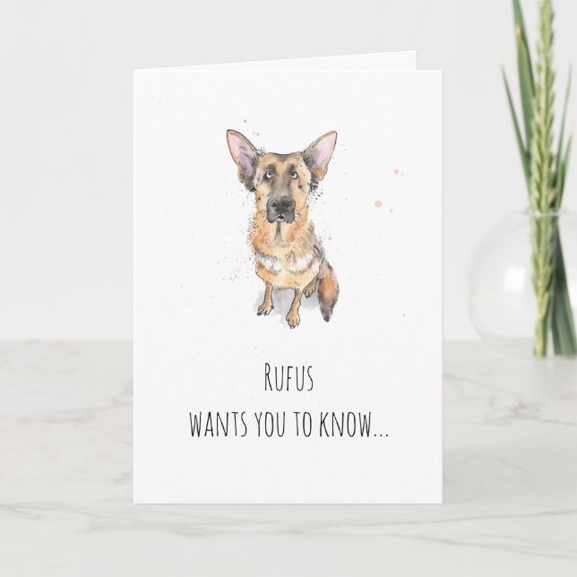 Tarjeta Simple minimal perro pastor alemán día del padre (Anverso)