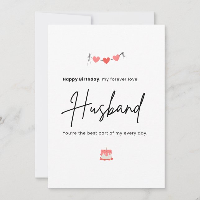 Tarjeta Simple Minimalist Husband Birthday (Anverso)