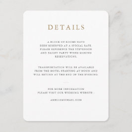 Tarjeta simple Minimalista de detalles del Boda