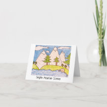 Simple Mountain Scene Blank Greeting Card