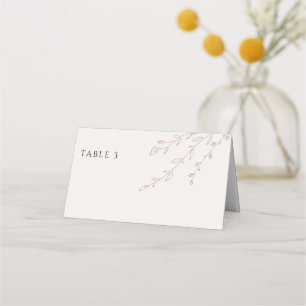 Tarjeta simple neutra de mesa Boda de crema