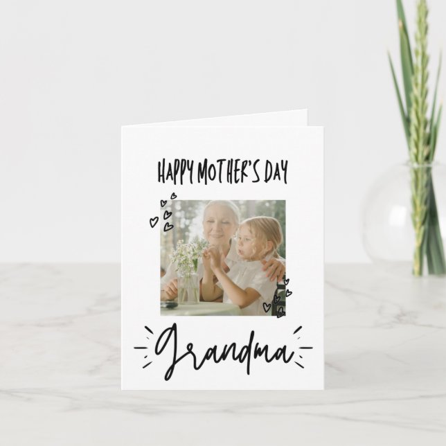 Tarjeta Simple para Abuela | Foto personalizada Día de la  (Anverso)