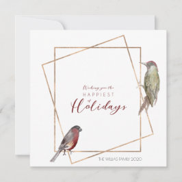 Tarjeta simple para Navidades con aves acuáticas