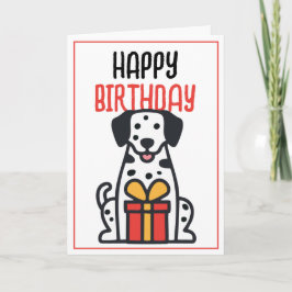 Tarjeta Simple perro dálmata con caja de regalo Cumpleaños