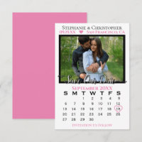 Simple Photo Calendar Pink Wedding Save Our Date