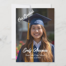 Tarjeta Simple Photo  Calligraphy  Grad Party  Personalize
