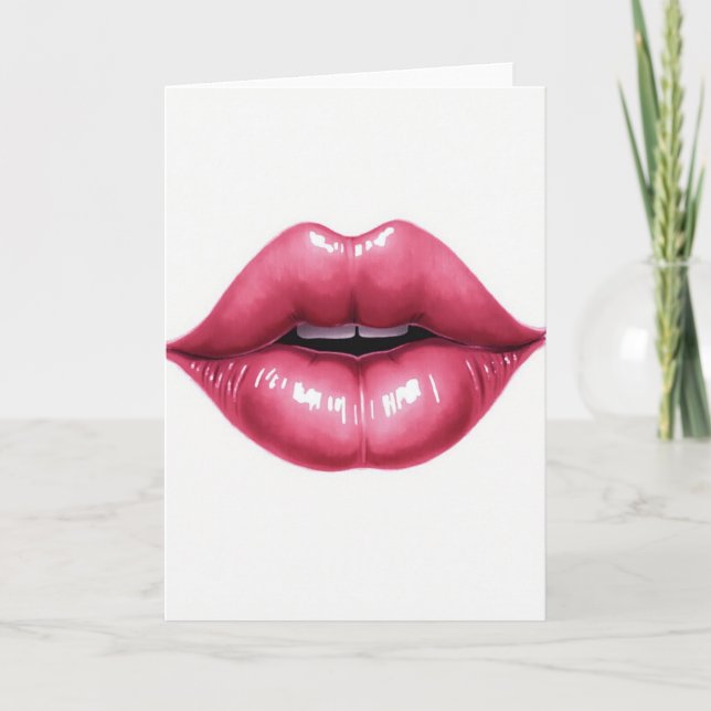 Tarjeta Simple Pink Lips Kiss Card (Anverso)