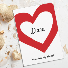Tarjeta Simple Red Heart Custom Name Valentine