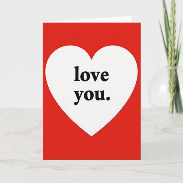 Tarjeta Simple Red White Love You Heart Card (Anverso)