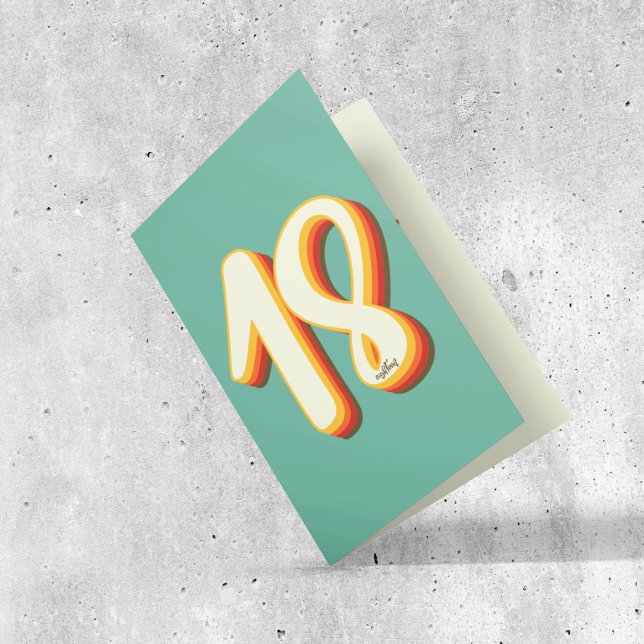 Tarjeta Simple Retro Groovy Moderno Dieciocho cumpleaños (Subido por el creador)