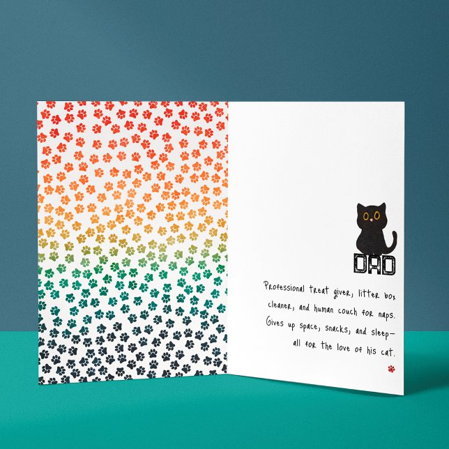 Tarjeta Simple Retro Sunset Cat Paws Funny Cat Dad (Subido por el creador)