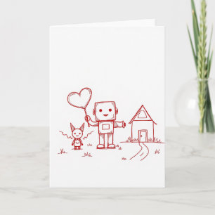 Tarjeta Simple Robot Corazón Hogar