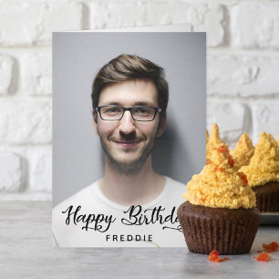 Tarjeta Simple Script Photo Happy Birday Real
