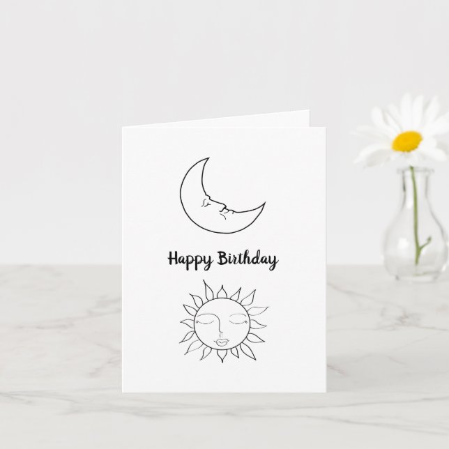 Tarjeta Simple Sun and Moon Happy Birthday Card (Planta pequeña)
