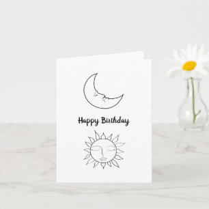 Tarjeta Simple Sun and Moon Happy Birthday Card