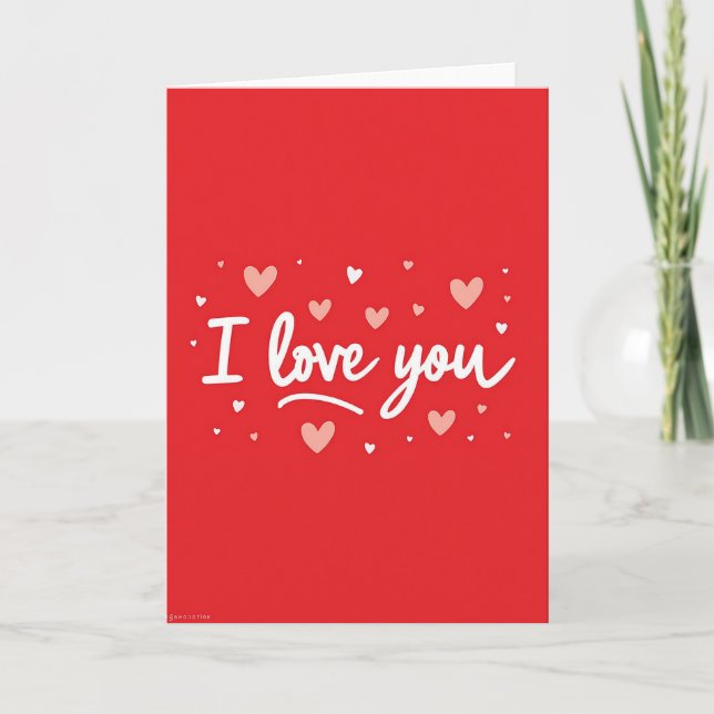 Tarjeta Simple Te Amo Corazones Dispersos (Anverso)