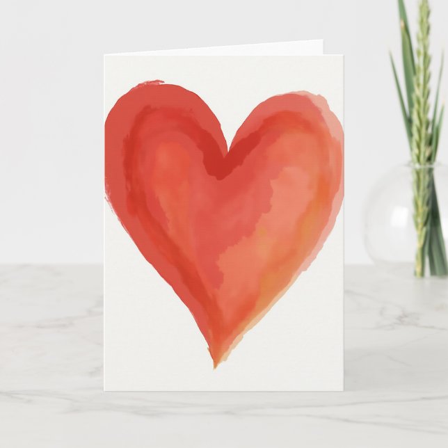 Tarjeta Simple Watercolor Heart Card (Anverso)
