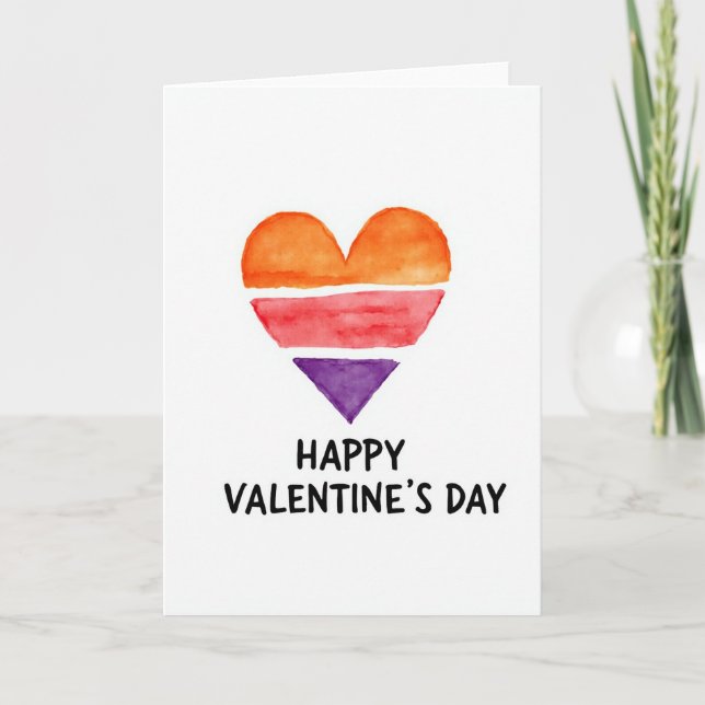 Tarjeta Simple Watercolor Valentines Card (Anverso)