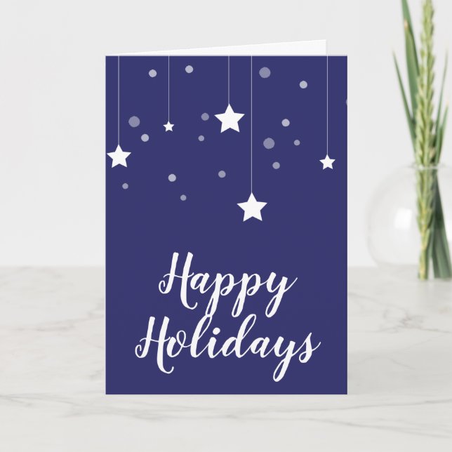 Tarjeta simple y elegante de Navidades azules y bl (Anverso)