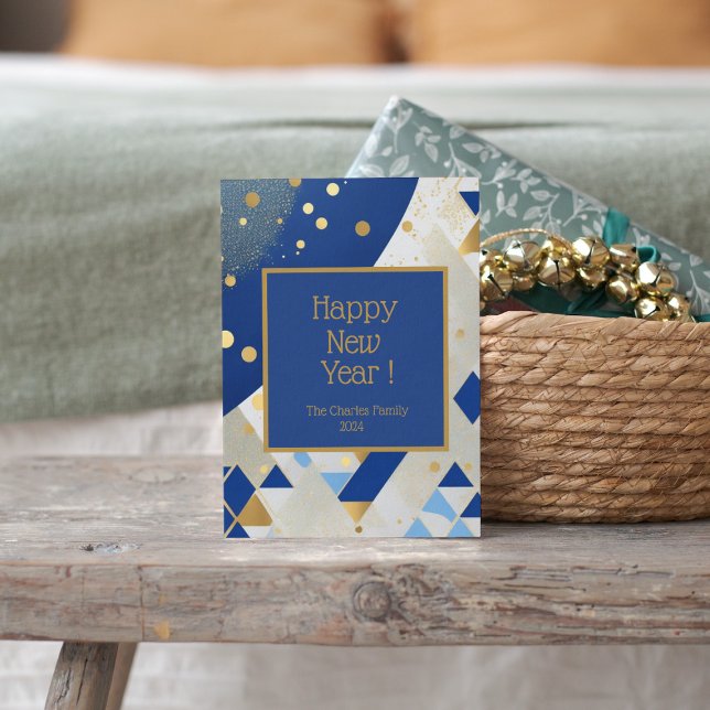 Tarjeta simple y elegante de Purpurina azul de Año (Subido por el creador)