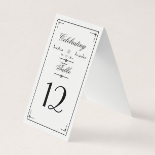 Tarjeta Simple y elegante guión W & B Boda números de tabl
