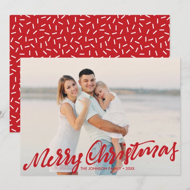 Tarjeta Simplemente Feliz Navidad, foto completa | Rojo (Anverso / Reverso)