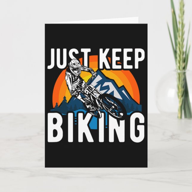 Tarjeta Simplemente sigue andando en bicicleta cuesta abaj (Anverso)