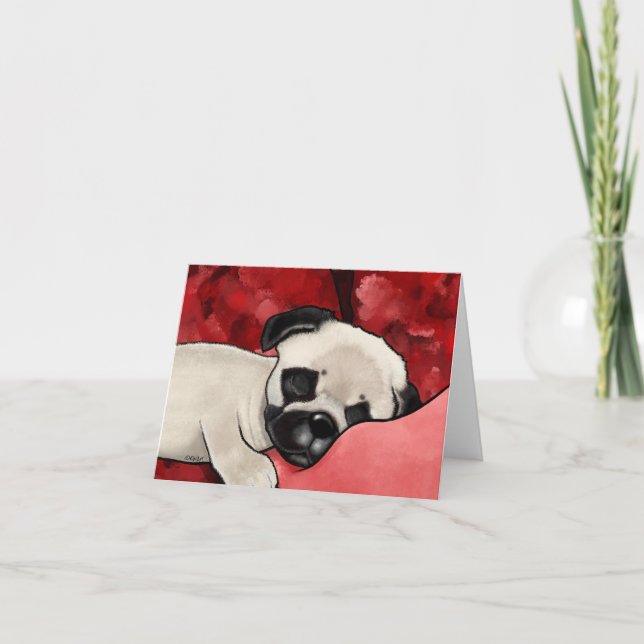 Tarjeta sin texto de Pug muy cansado (Anverso)