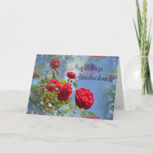 Tarjeta Sincero pésame - con rosas rojas