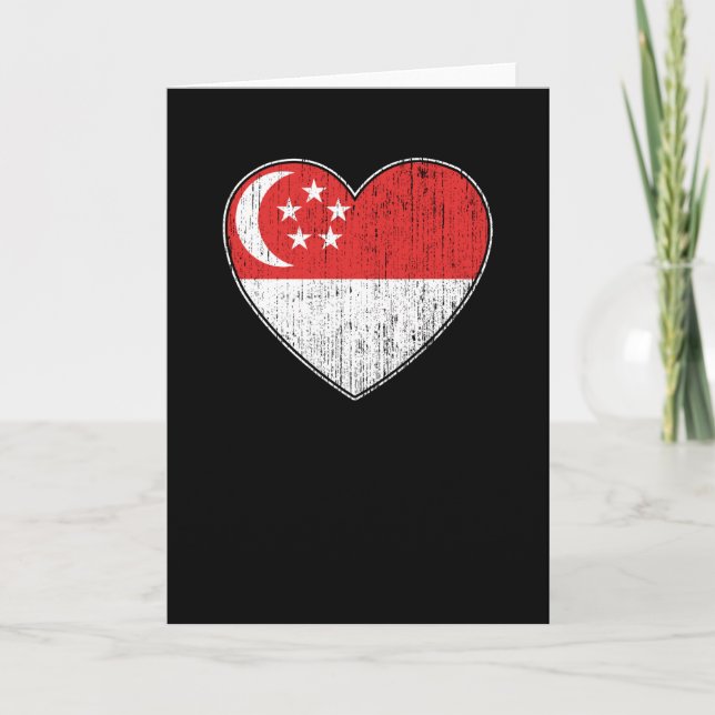 Tarjeta Singapur bandera de corazón de amor (Anverso)
