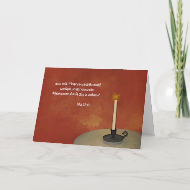 Tarjeta Single candle with a scripture from John 12:46 Car (Anverso)
