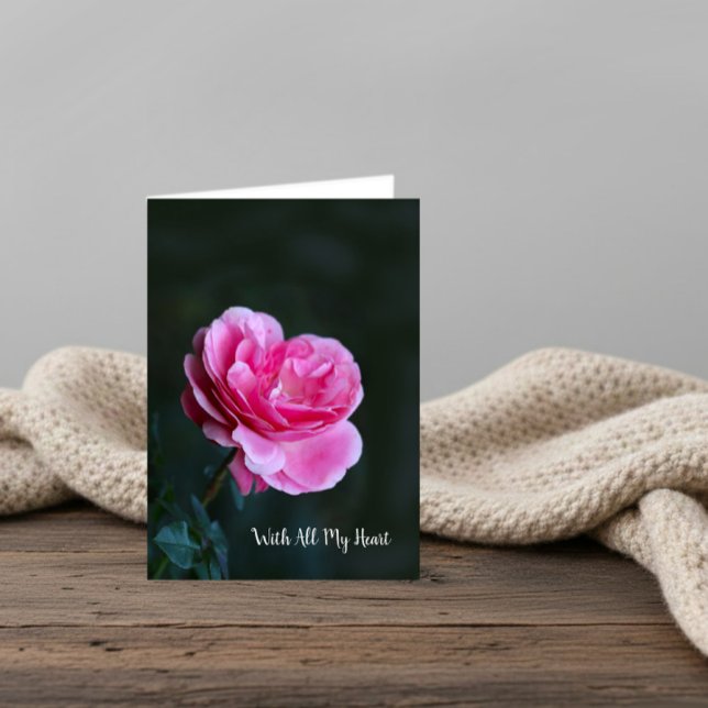 Tarjeta Single pink rose fir Valentine’s Day (Subido por el creador)