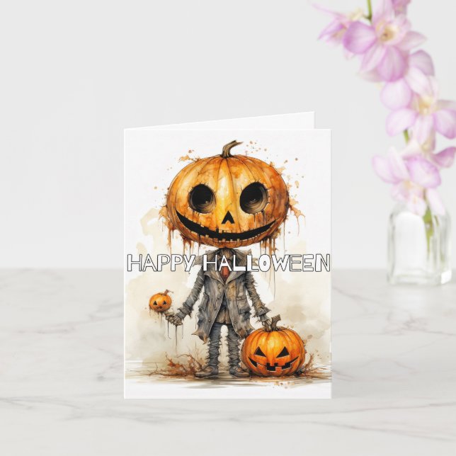 Tarjeta Siniestro miedo de calabaza Feliz Halloween (Orquídea)