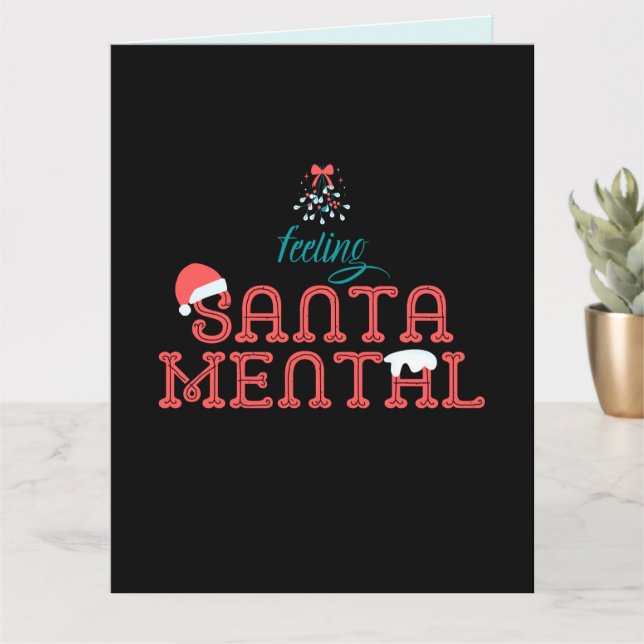 Tarjeta Sintiendo a SantaMental Romántico Navidad Muérdago (Planta pequeña)
