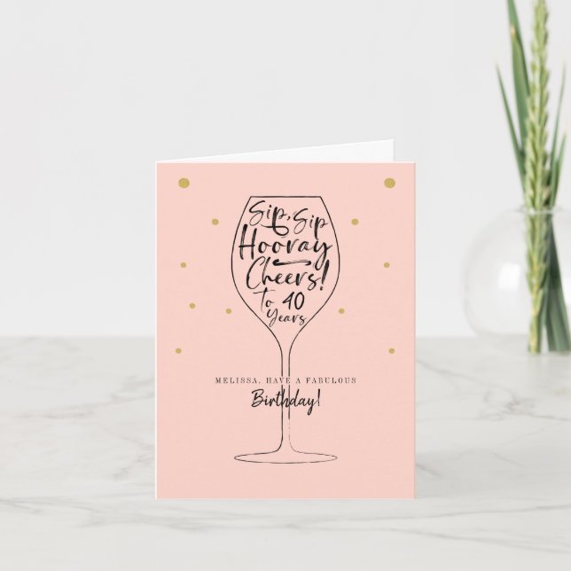 Tarjeta Sip, Sip Hooray Saluda Nacimiento de Vino Negro y  (Anverso)
