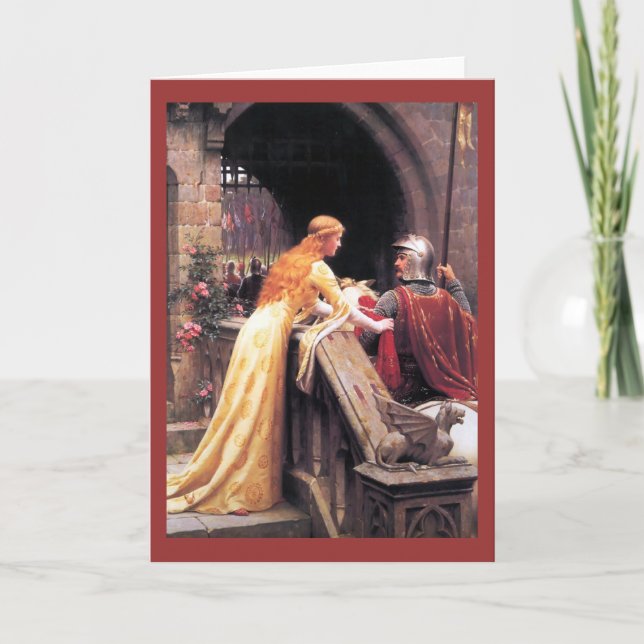 Tarjeta Sir Lancelot y Guinevere en las escaleras (Anverso)