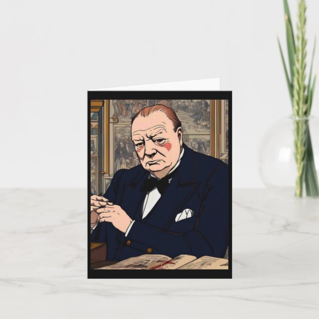 Tarjeta Sir Winston Churchill 4 Pegatina (Anverso)
