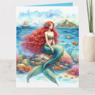 Tarjeta Sirena acuarela Personalizar Personalizado