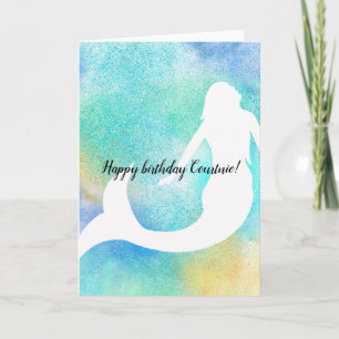 Tarjeta Sirena Brillo Dorado Aqua