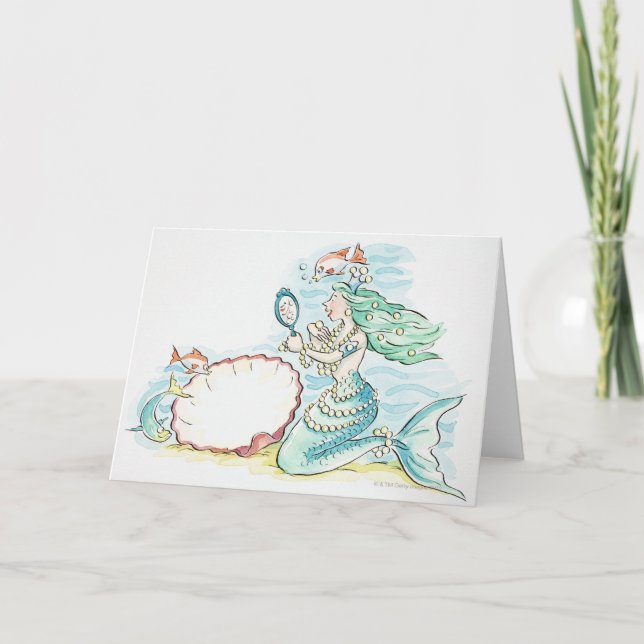 Tarjeta Sirena de cabello verde con una amplia selección d (Anverso)