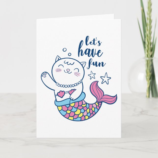 Tarjeta Sirena de gato personalizado (Anverso)