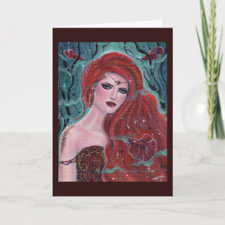 Tarjeta Sirena de grano rojo con betún de Renee Lavoie