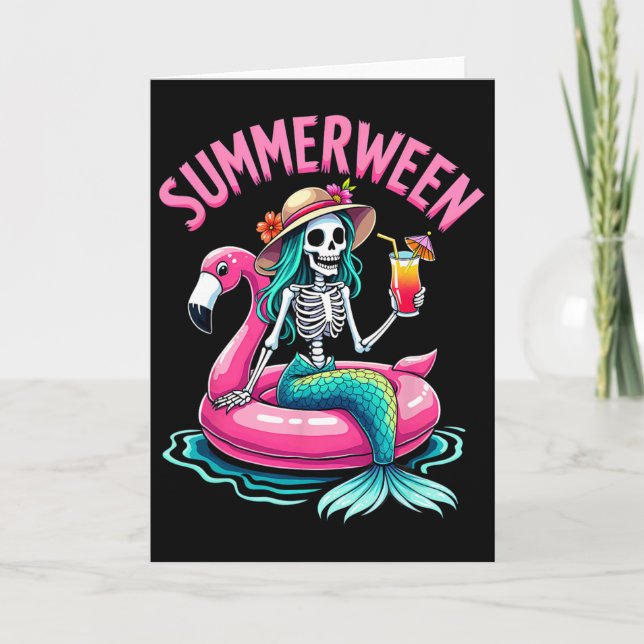 Tarjeta Sirena de Summerween Esqueleto Playa Flamenco Hall (Anverso)