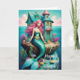 Tarjeta Sirena del Océano Feliz Cumpleaños 