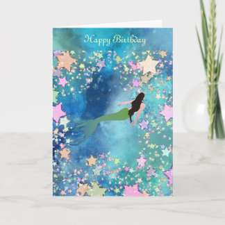 Tarjeta Sirena entre las estrellas Cumpleaños