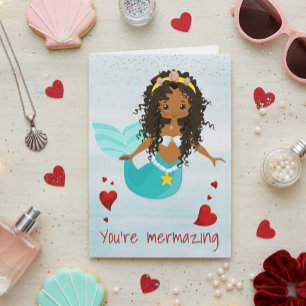 Tarjeta Sirena  Eres Mermazinga Afroamericana