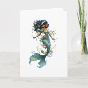 Tarjeta Sirena Floral Encantadora, Saludo Mágico